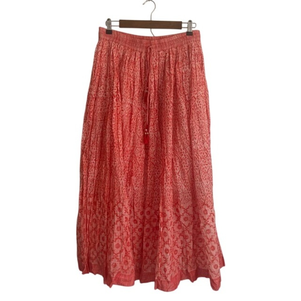 NWT Fabindia Cotton Maxi Skirt S/M Boho Block Print Prairie Cottagecore Artisan